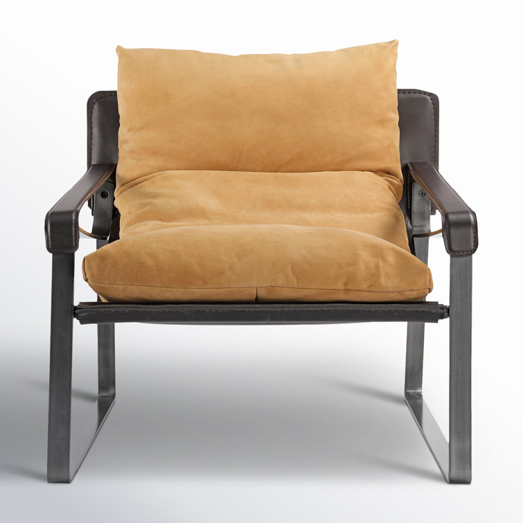 Tan Bonded Leather Accent Chair with Iron Frame