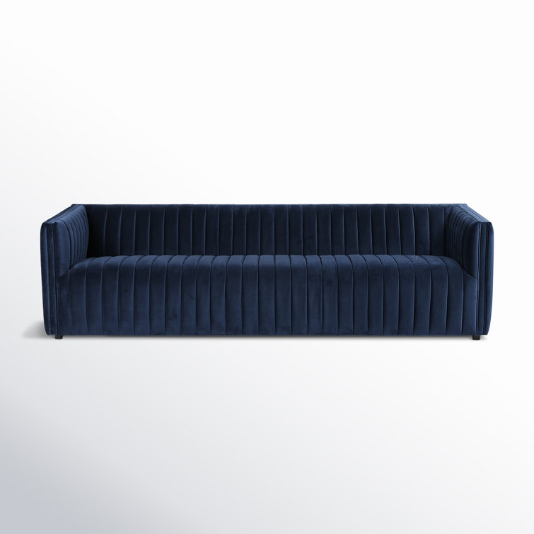 Sapphire Navy Tufted Velvet Stationary Sofa