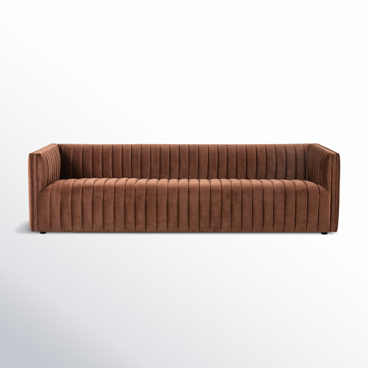 Surrey Auburn Tufted Leather Stationary Sofa 97"