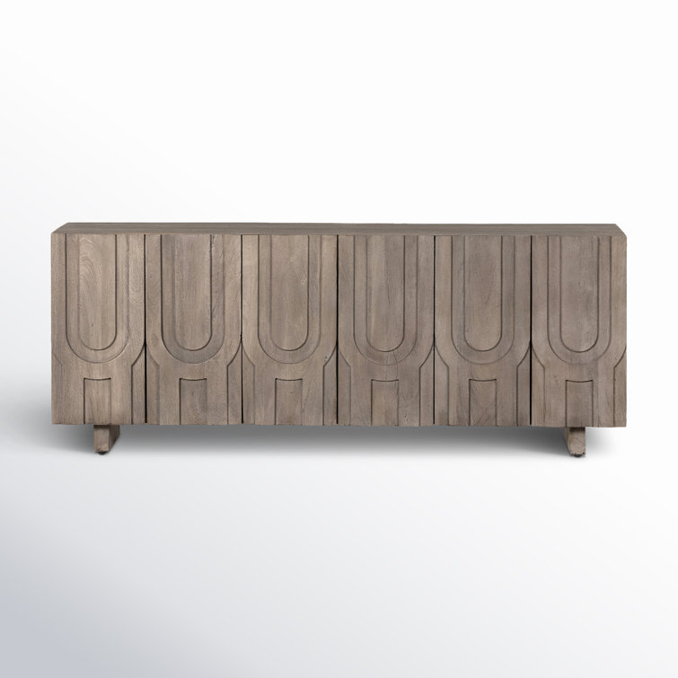Maya Aged Grey 72" Reclaimed Wood Media Console with Cabinet