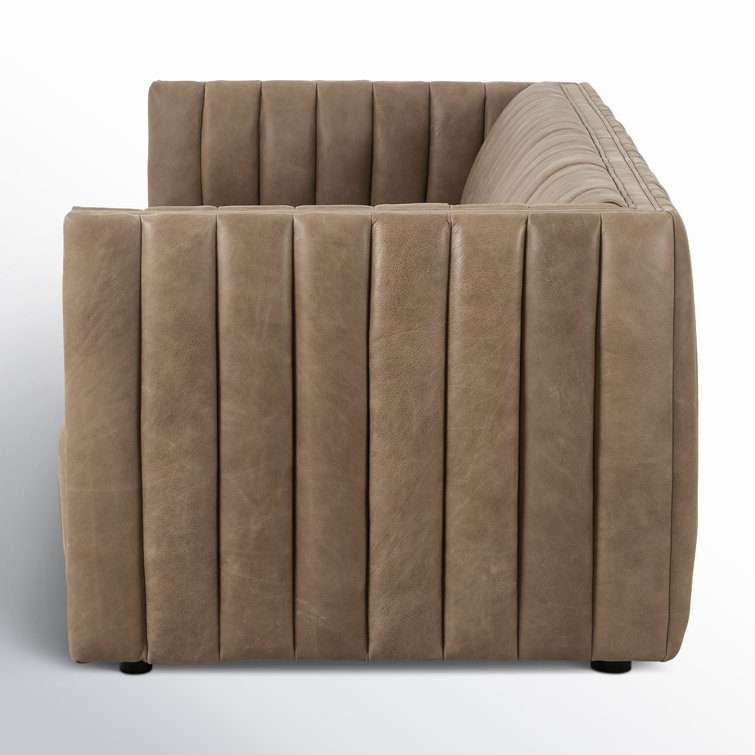 Palermo Drift Tufted Leather Sofa with Wood Frame