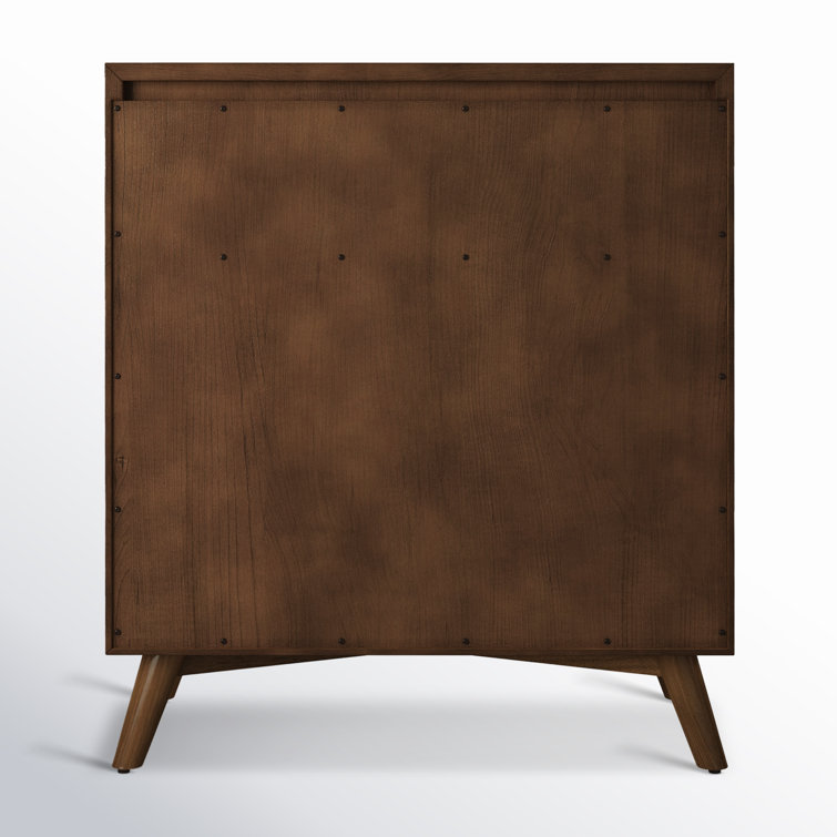 Walnut Mid-Century Modern Solid Wood Bar Cabinet