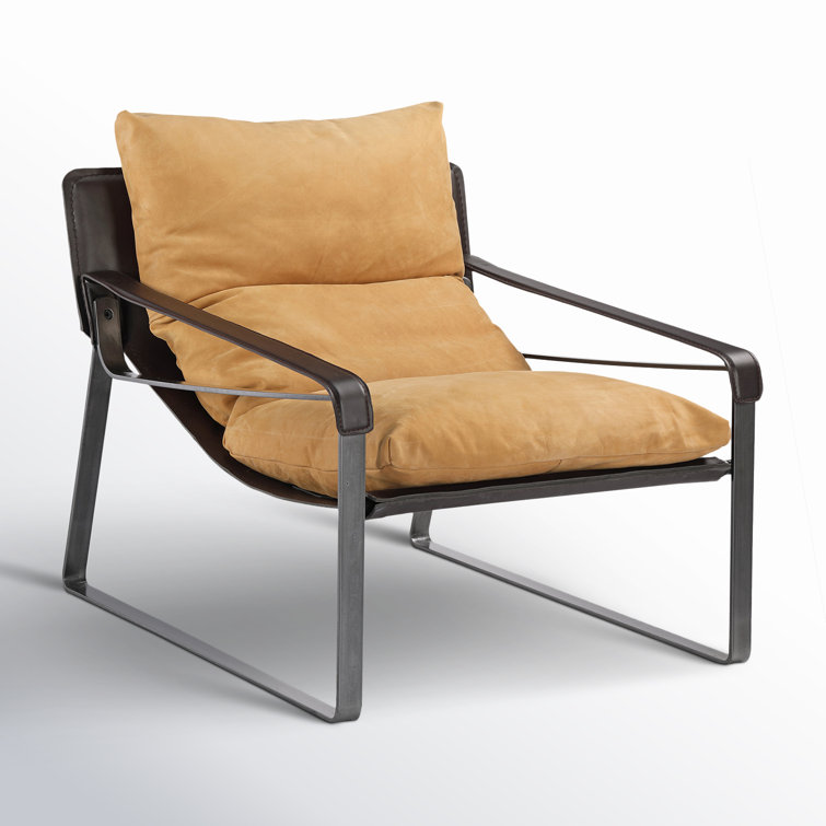 Tan Bonded Leather Accent Chair with Iron Frame