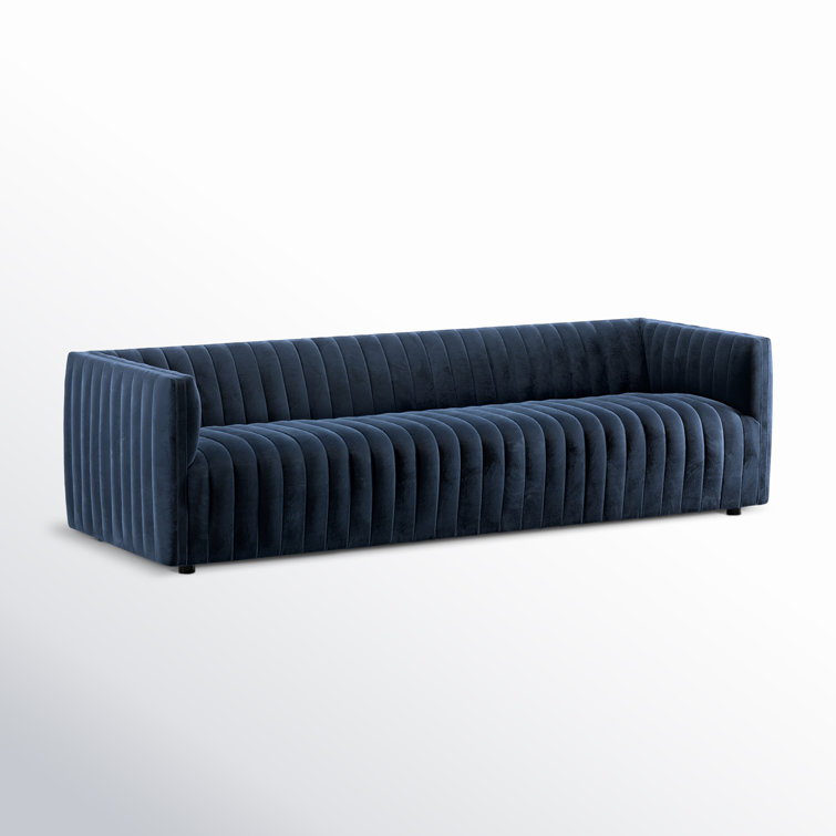 Sapphire Navy Tufted Velvet Stationary Sofa