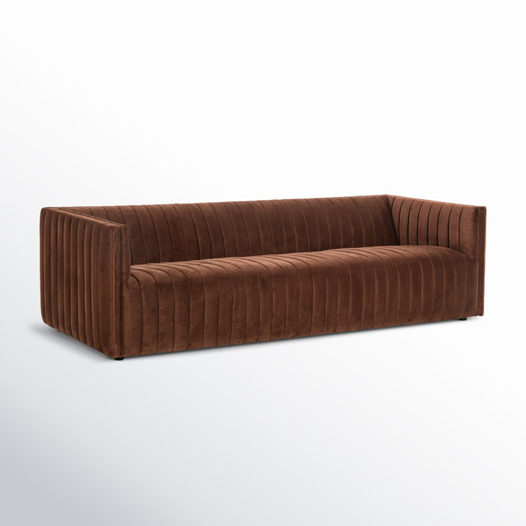 Surrey Auburn Tufted Leather Stationary Sofa 97"
