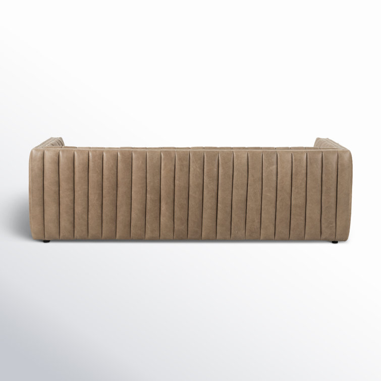 Palermo Drift Tufted Leather Sofa with Wood Frame