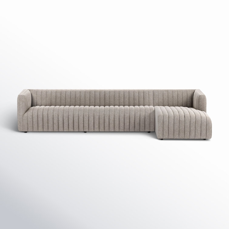 Orly Natural Velvet L-Shaped Sectional Sofa