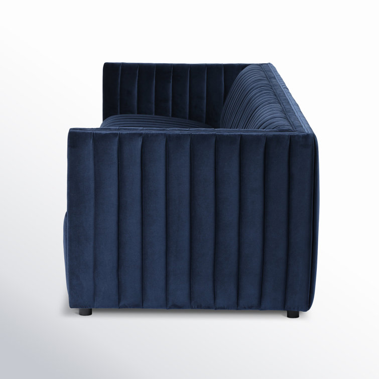 Sapphire Navy Tufted Velvet Stationary Sofa