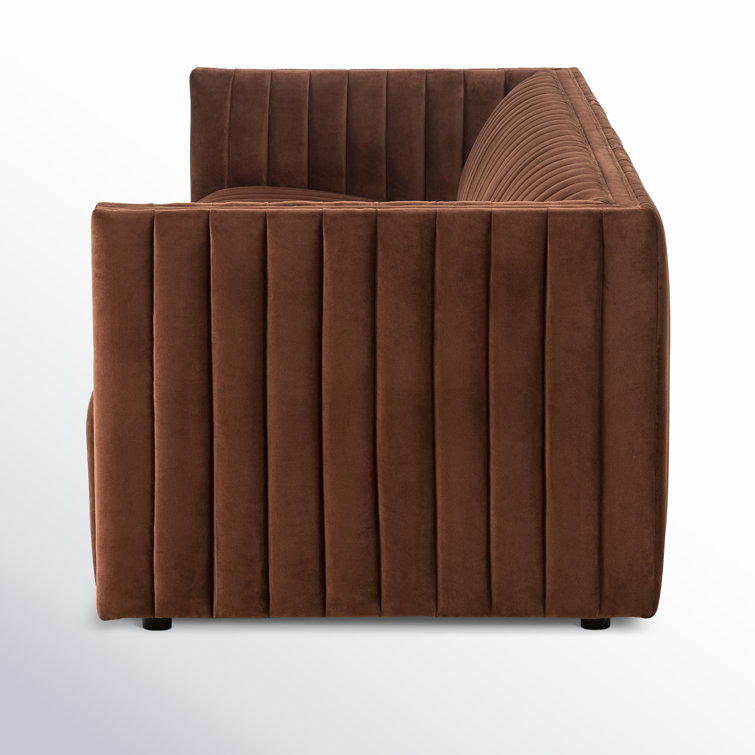 Surrey Auburn Tufted Leather Stationary Sofa 97"