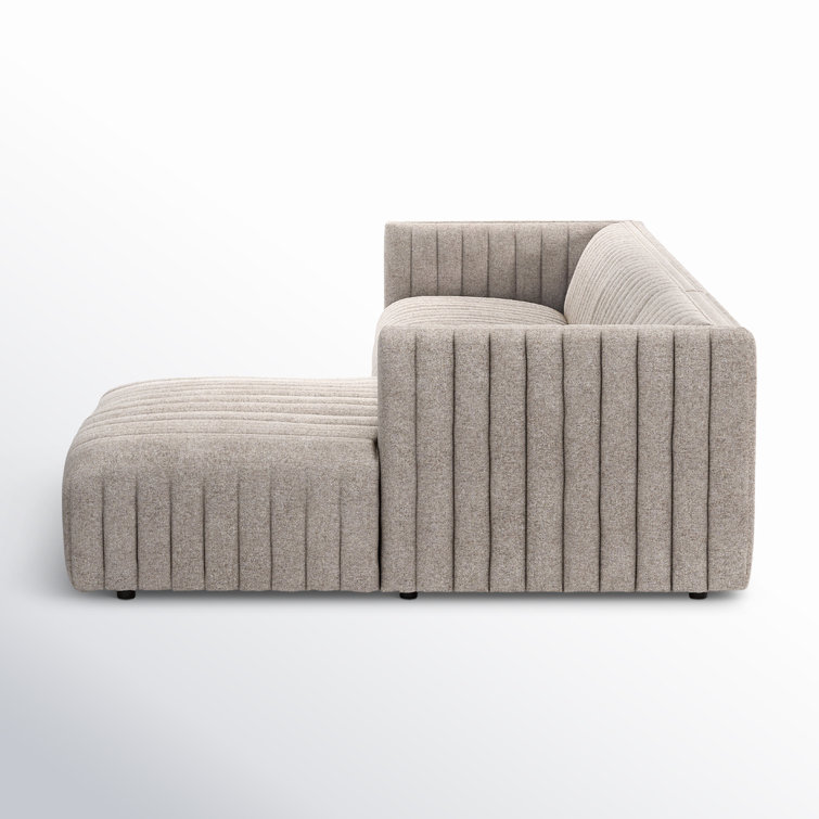 Orly Natural Velvet L-Shaped Sectional Sofa