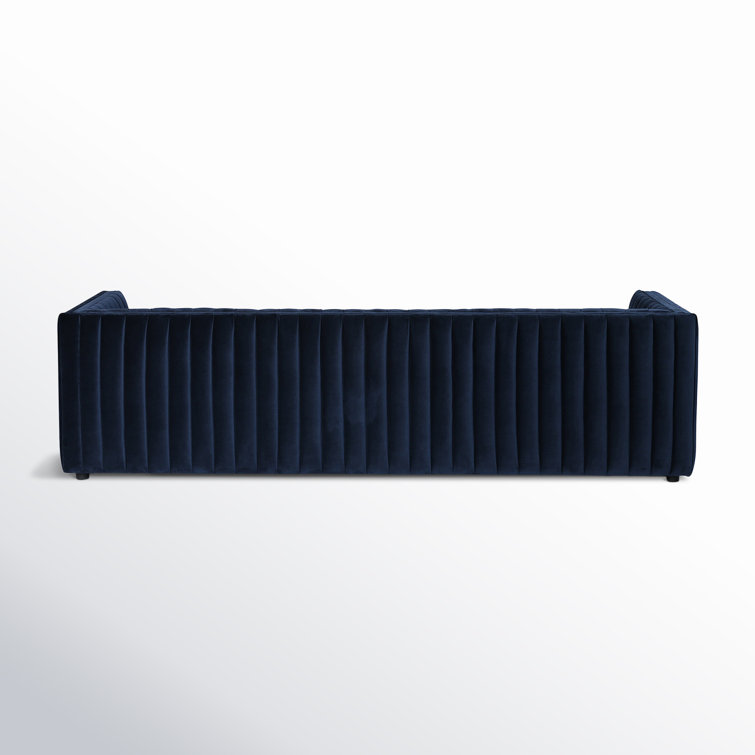 Sapphire Navy Tufted Velvet Stationary Sofa