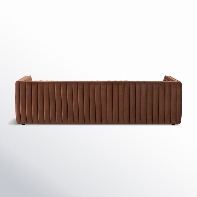 Surrey Auburn Tufted Leather Stationary Sofa 97"