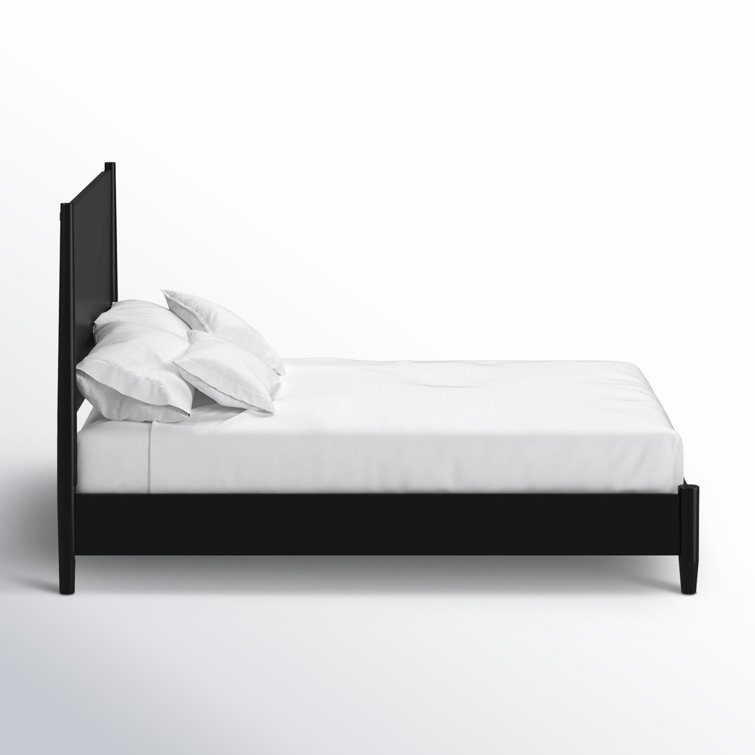 Flynn King Size Black Mahogany Panel Bed with Mid-Century Modern Design