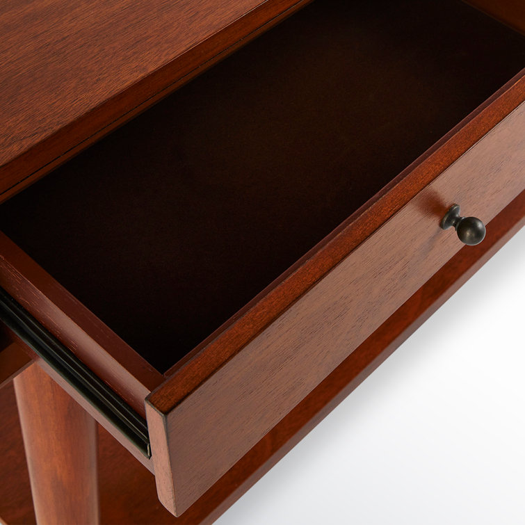 Mid-Century Acorn Brown Mahogany Console Table with Storage