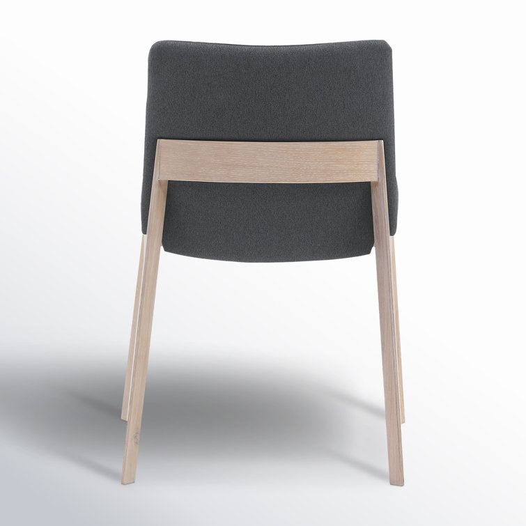 Natural Wood Dark Gray Upholstered Side Chair Set