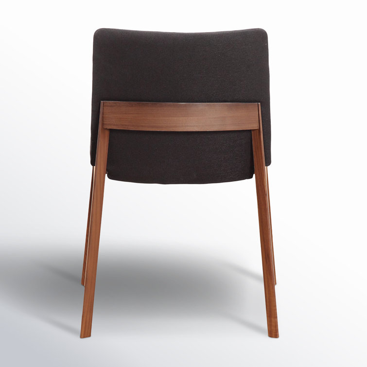 Black Canvas Upholstered Side Chair with Solid Ash Wood Frame