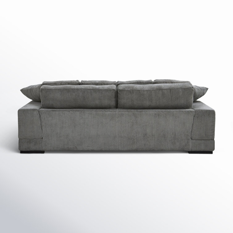 Gray Corduroy Polyester Sofa with Ottoman and Wood Frame