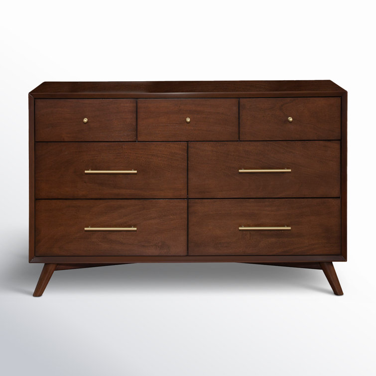 Flynn Walnut Mid-Century Modern 7-Drawer Dresser
