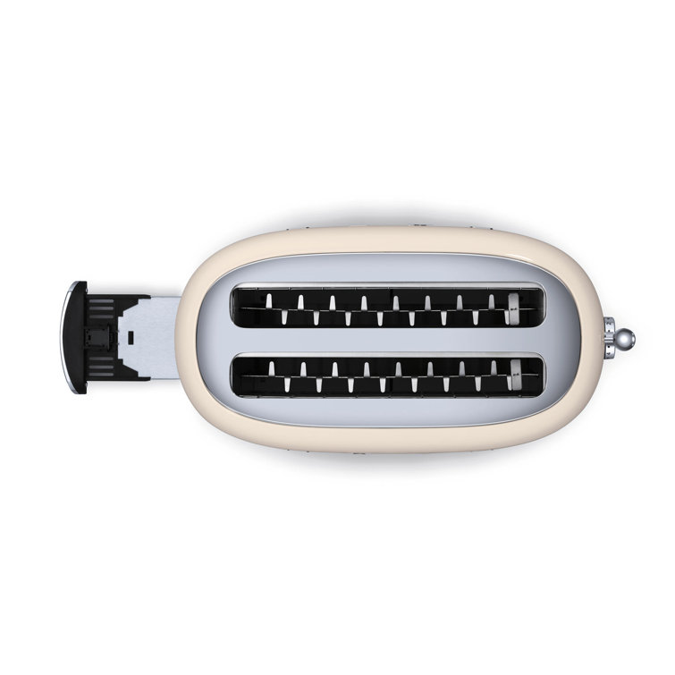 Cream Stainless Steel 4-Slice Wide Slot Retro Toaster