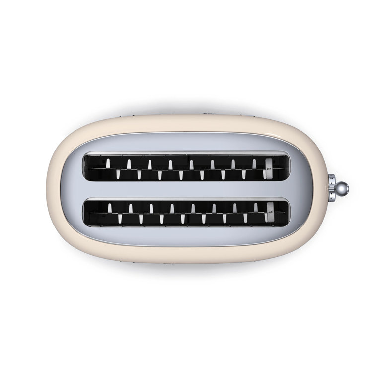 Cream Stainless Steel 4-Slice Wide Slot Retro Toaster