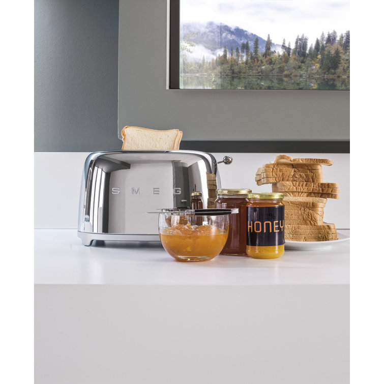 Navy Stainless Steel Retro 2-Slice Toaster with Crumb Tray