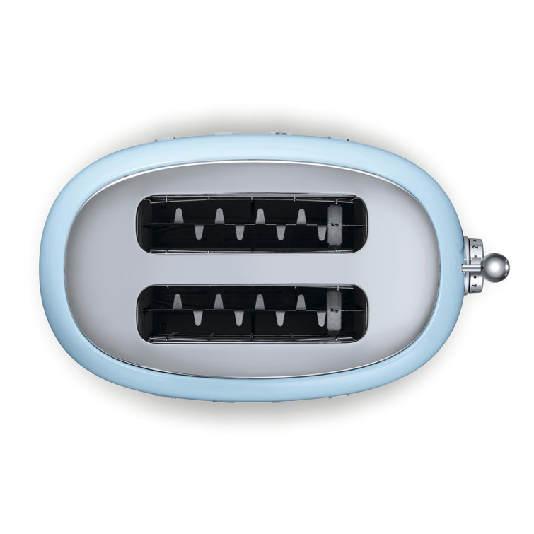 Pastel Blue Stainless Steel 2-Slice Toaster with Wide Slot