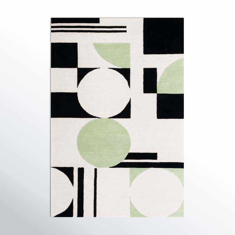 Rodeo Drive Black and Green Hand-Tufted Wool Area Rug