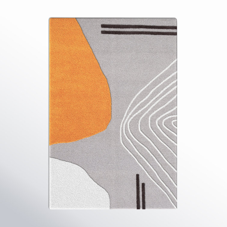 Gray and Rust Hand-Tufted Wool Area Rug, 2' x 3'