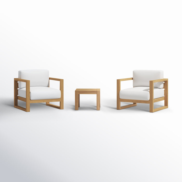 Upland Teak 8-Person Outdoor Patio Set with All-Weather White Cushions