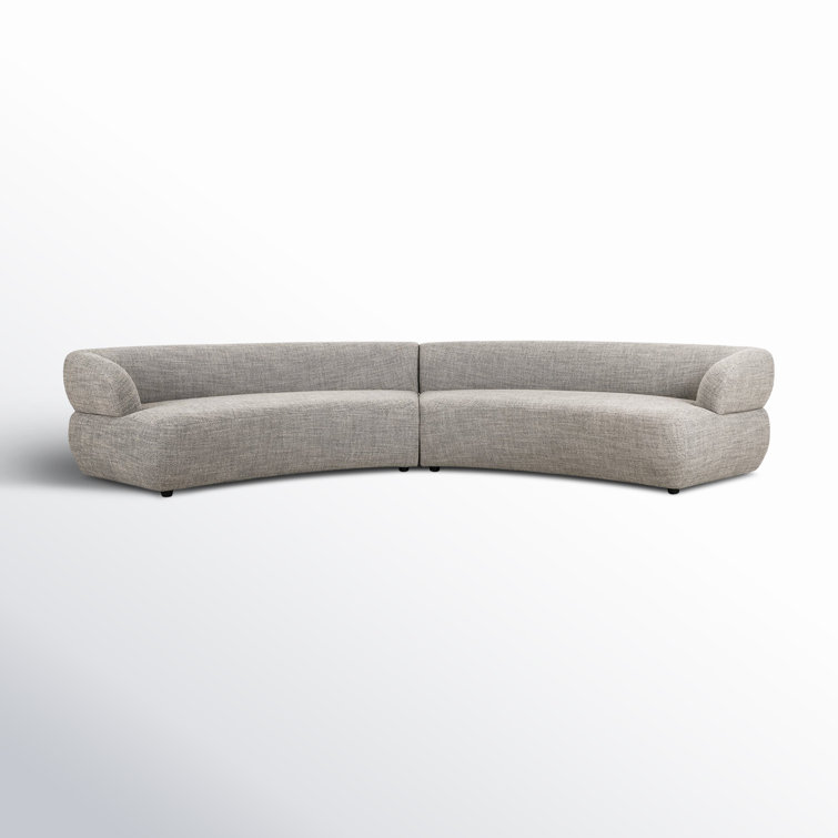 Athens Gray Curved Polyester Blend 2-Piece Sofa