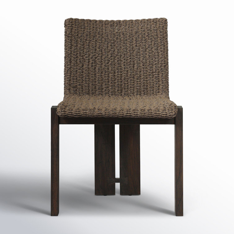 Armless Faux Hyacinth and Teak Outdoor Dining Chair