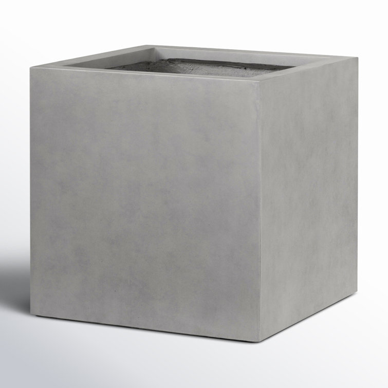 Natural Gray Concrete Square Planter for Indoor/Outdoor Use