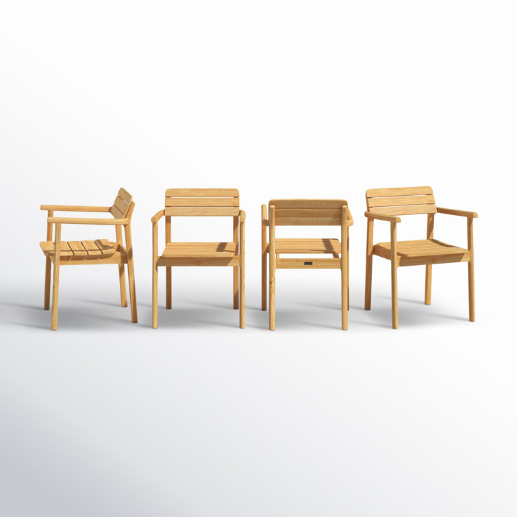 Natural Teak Stackable Outdoor Dining Armchair Set