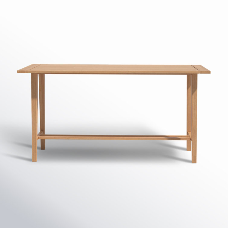 Knightly 85'' Natural Teak Outdoor Bar Table with Umbrella Hole