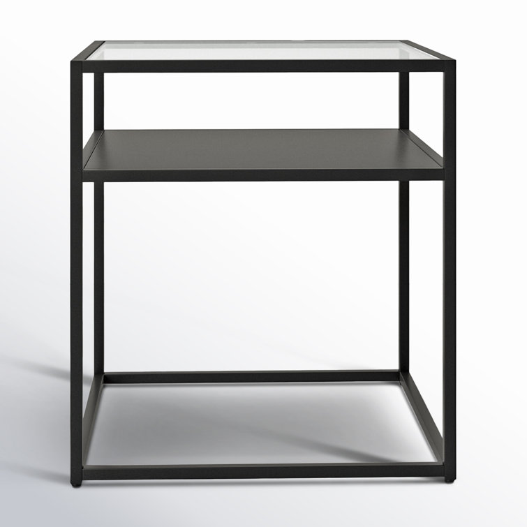Bronzed Blackened Metal & Glass 20" Square End Table