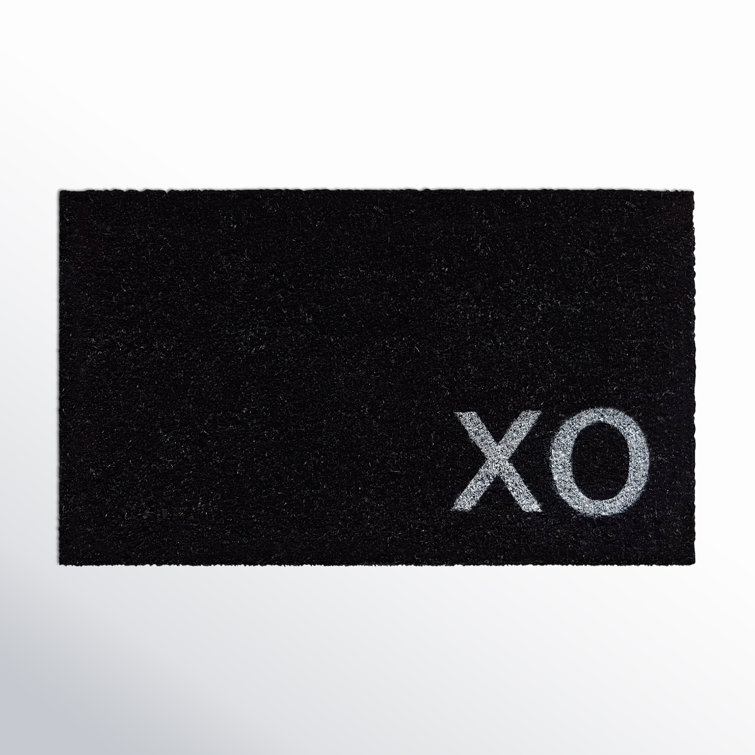 Natural Coir 'XO' Rectangular Indoor/Outdoor Doormat, Black