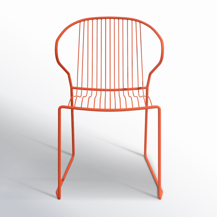 Sammy Orange Metal Stackable Outdoor Dining Chair