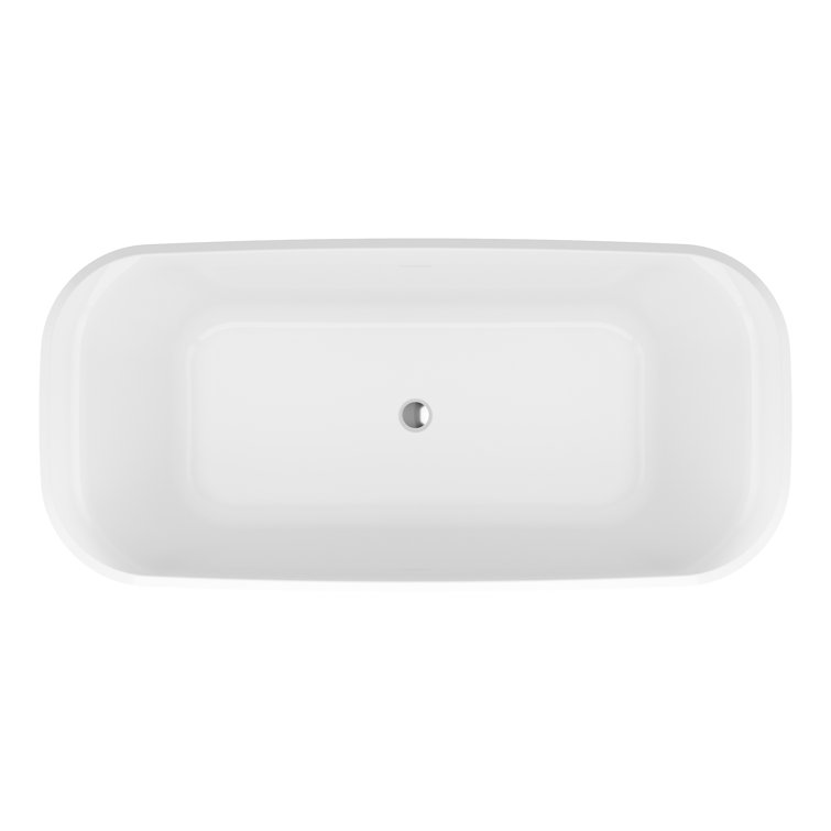 67" Glossy White Acrylic Freestanding Soaking Bathtub