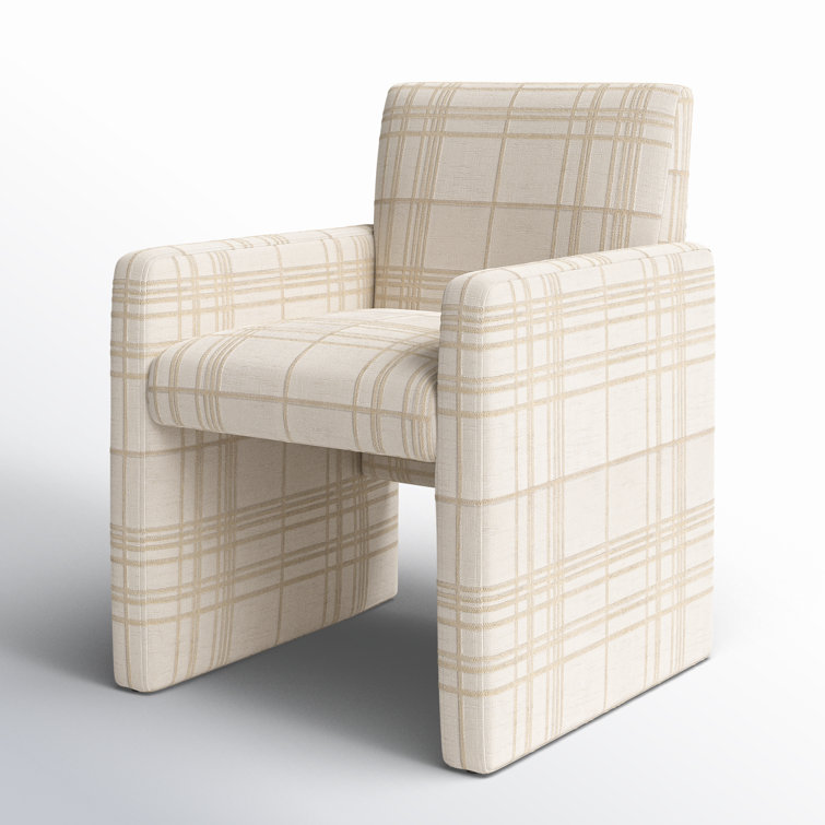 Fayette Cloud Upholstered Wood Arm Chair in White