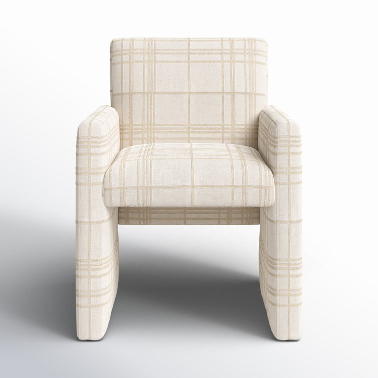 Fayette Cloud Upholstered Wood Arm Chair in White