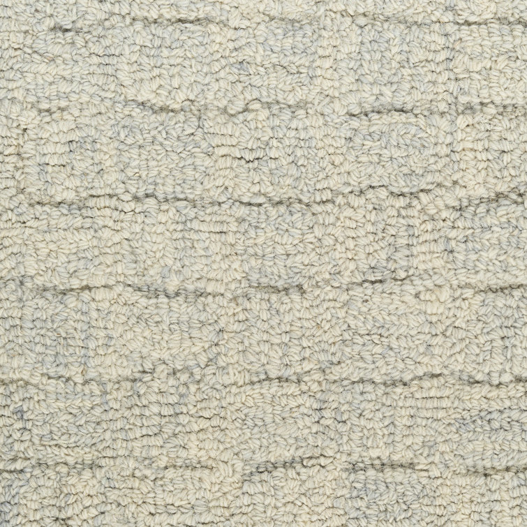 Handmade Light Blue Wool Geometric Rectangular Rug