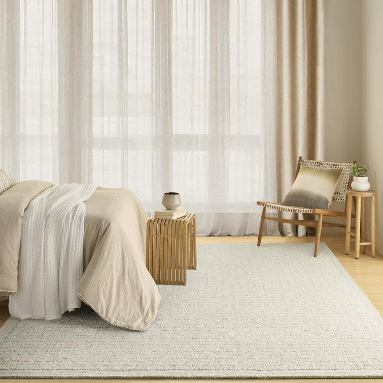 Handmade Light Blue Wool Geometric Rectangular Rug