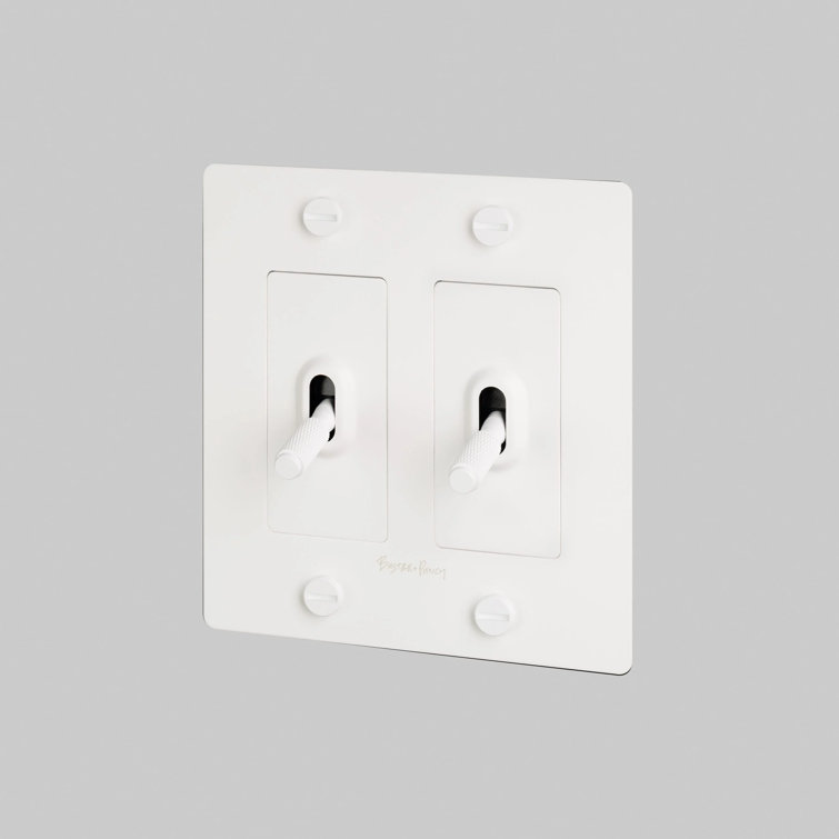 White Double Toggle Switch with Solid Metal Plate