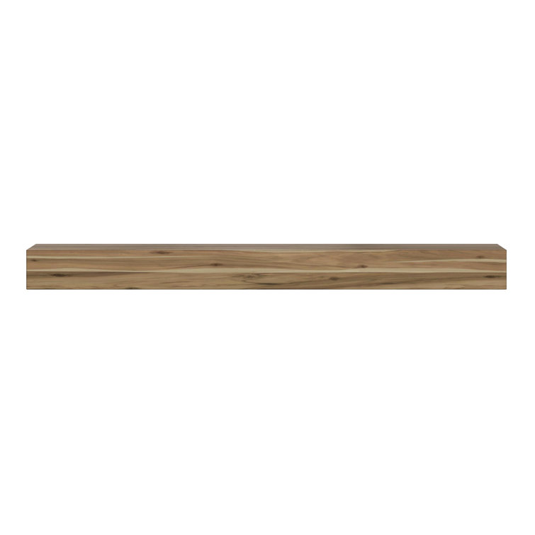 Acacia Solid Wood 72'' Mantel Shelf in Weathered Gray Finish