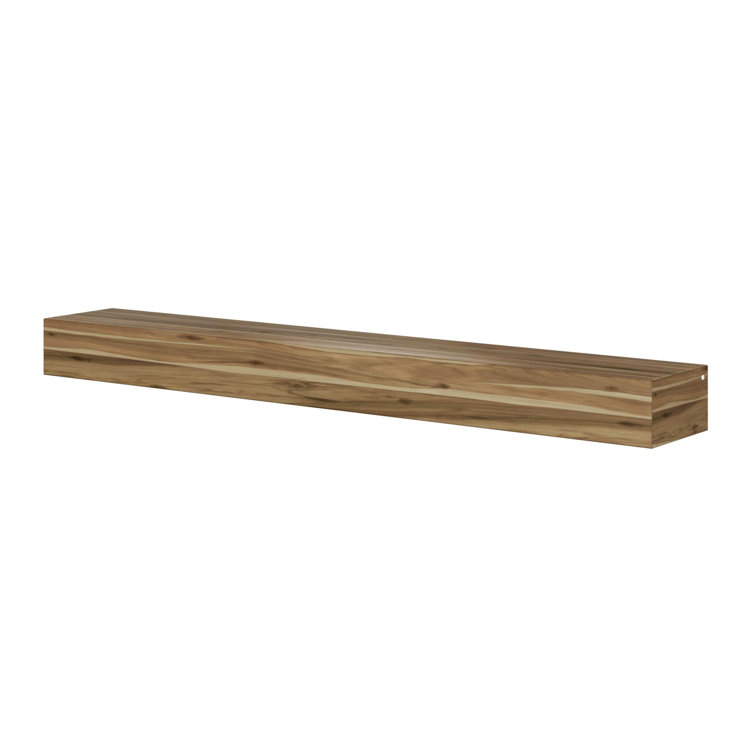 Acacia Solid Wood 72'' Mantel Shelf in Weathered Gray Finish