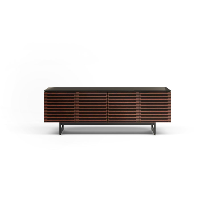 Chocolate Stained Walnut 79" Media Console with Glass Top