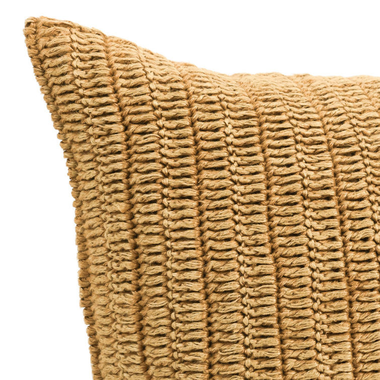 Honey Knitted Linen Rectangular Throw Pillow