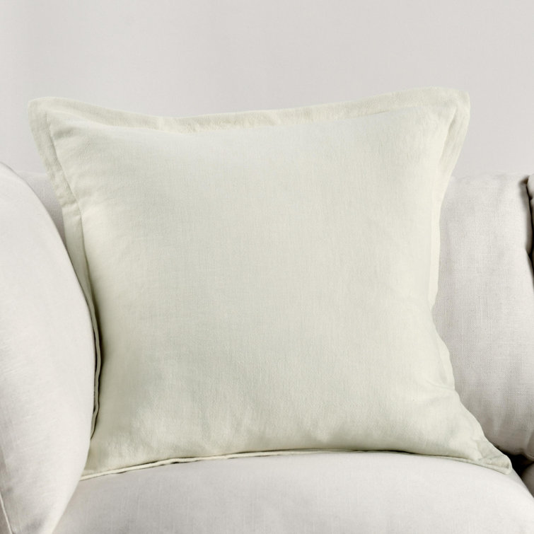 Amy Linen Luxurious 22-inch Square Throw Pillow Set, Ivory