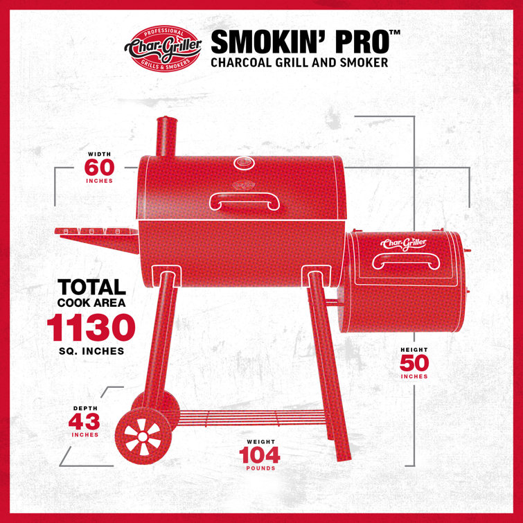 Charcoal Barrel Grill and Offset Smoker with Stainless Steel Interior