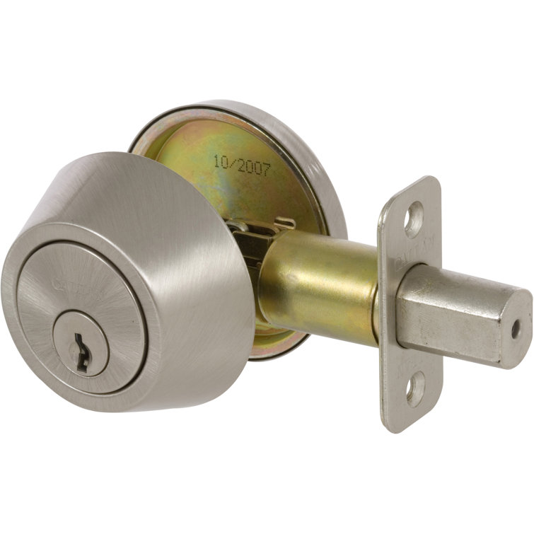 Satin Nickel Curved Lever Entry Set with Deadbolt
